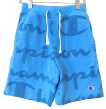 Champion Boys Size M Medium Blue Shorts Spellout Logo Athleticwear