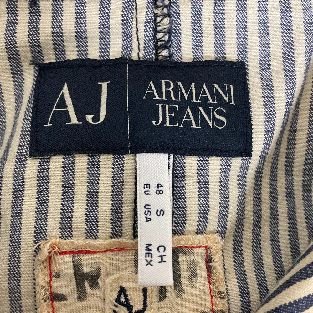 ARMANI JEANS Hickory Stripe P-Coat Jacket Size 48 White Blue mens