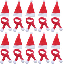 Mini Santa Hat and Santa Scarf for Crafts Doll Christmas Decor Wine Bottle Cover