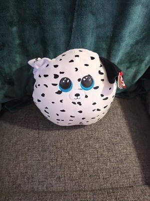 Ty Squishy Boo Fetch Puppy Plush Stuffed Toy New with Tags 7 Black/ White Spots