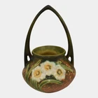 Roseville Jonquil 1931 Vintage Arts And Crafts Pottery Brown Basket 324-8