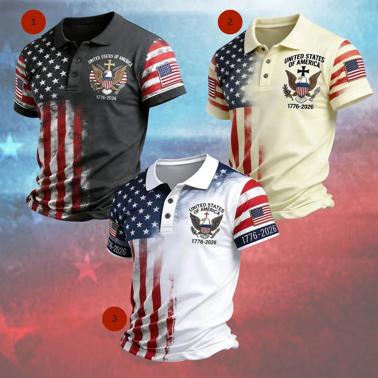 250th Anniversary Patriotic Polo Mens United States Of America 1776-2026 (S-5XL)
Opens in a new wind