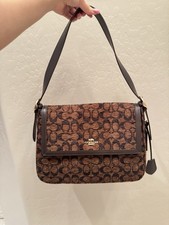 NWT Coach Etta Flap Shoulder Bag in Signature Chenille CCE58     