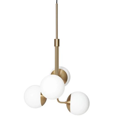 Midcentury Italian Brass & Glass Pendant Light Style Art Deco Sputnik Chandelier