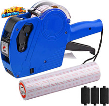MX-5500 8 Digits Price Tag Gun with 5000 Sticker Labels and 3 Ink Refill, Label