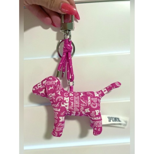 New without tags PINK Victoria's Secret Branded Pink Dog Keychain bag Charm