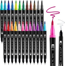 EBOT Dual Markers Brush Pen, Brush Tips  Colored Fine Point Pen Set for Lett...