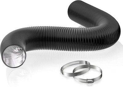 HG Power 3 Inch Air Ducting, 8 Feet Flexible Aluminum Dryer Vent 3''/8', Black 