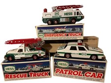 3 Hess toy Truck Vintage 1990s Rescue Emergency Truck Patrol Car