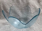 Blenko Art Glass Lotus Petal Bowl Scalloped Textured Blue 6 Petals 8”x4”