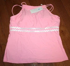 New Beachsissi Women's Light Pink & White Tankini Top Size Small *NWT*