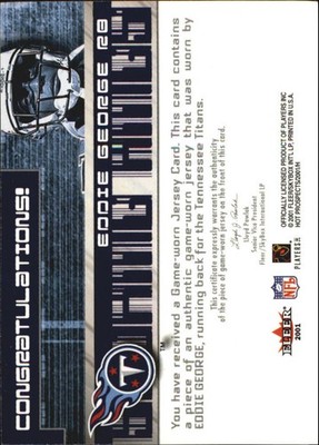 B8488- 2001 Hot Prospects Scoring King Jersey #25 Eddie George Jersey - NM-MT