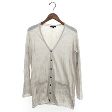 Burberry London Horse Logo Embroidered Cardigan Gray Size 2 Ladies Used