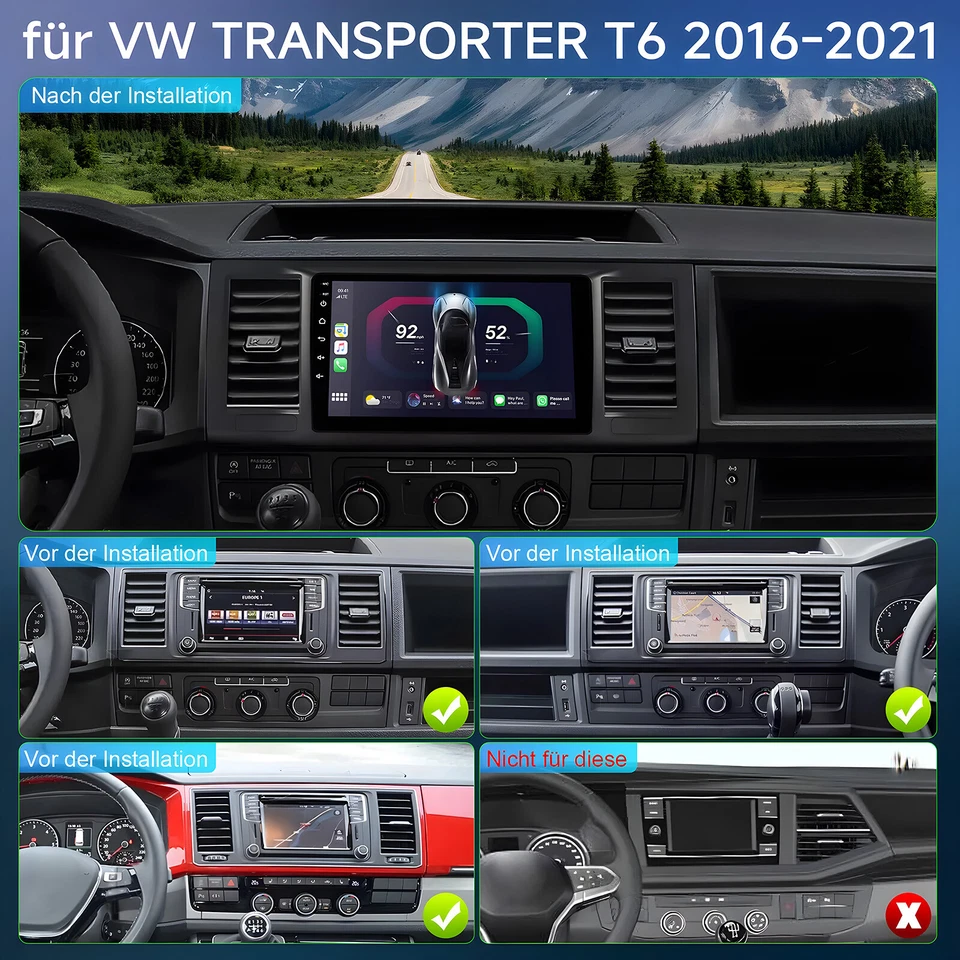 Android 14 CarPlay Für VW T6 Transporter Multivan Autoradio GPS Navi DAB+ 4+64GB - Bild 4 von 4