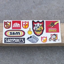 S&M BIKE CO BMX STICKER SHEET (4"x9") DECAL STICKER