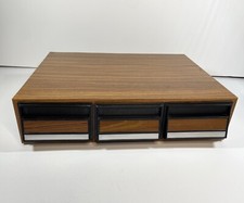 Vintage 3-Drawer 42 Cassette Tape Storage Cabinet Holder -Wood Grain Look 