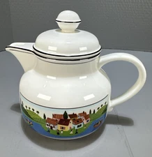 Villeroy & Boch Naif Design Village Scene Teapot 6.5" Tall Made in Luxembourg