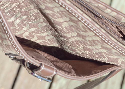 Fossil Geometric color block Crossbody Bag Fabric Brown, 8x8, silver hardware - Picture 11 of 12