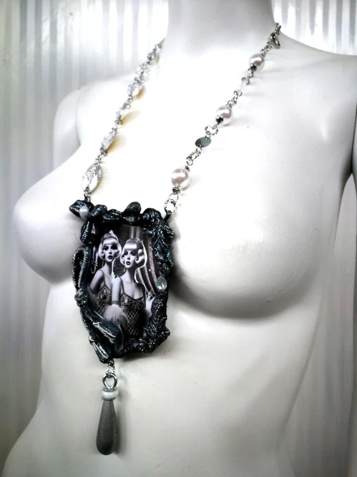 Ожерелье золотого века Belle Epoque подвеска ювелирные изделия ар-деко подвеска жемчуг винтаж 3 - Изображение 3 из 4