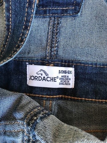 Girls S 6-6X Jordache Blue Denim Shortalls Crochet Lace Flowers Overall Shorts N - Picture 4 of 4