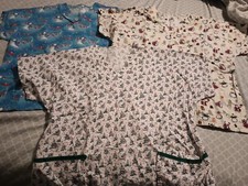 Set Of 3 Scrubs Christmas Homemade Approx Size Medium See Measurements Pockets