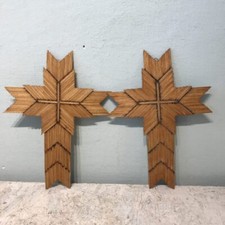 Set of 2 Cross Matches Handmade Folk Art Matches Vintage Antique Old