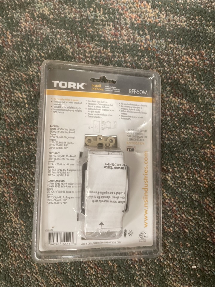 Tork in wall spring wound timer 0 60 minute intervals rff60m