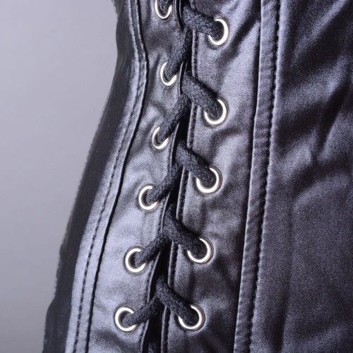 Faux Leather Steampunk Goth Punk Zipper Wetlook Lace Up Halter Bustier Top S M L - Picture 4 of 18