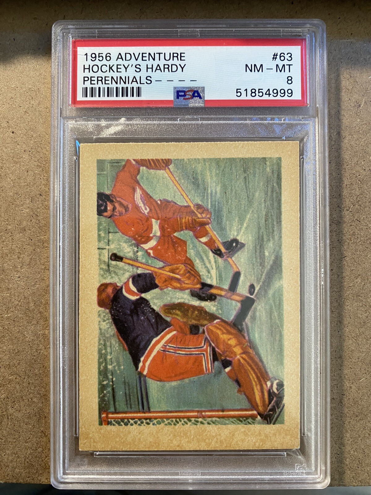 1956 ADVENTURE #63 HOCKEY'S HARDY PERENNIALS - PSA 8 Gordie Howe