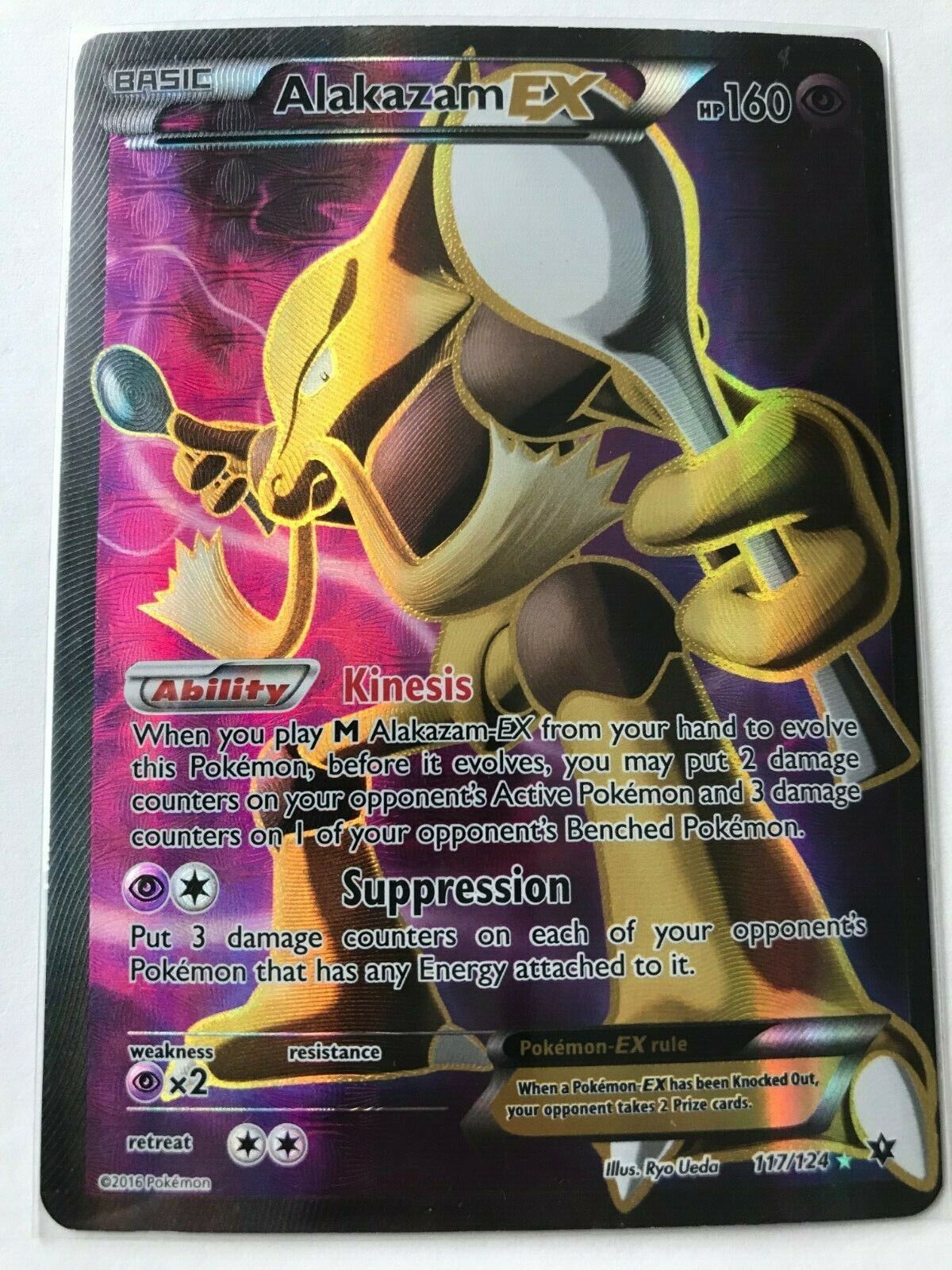 Alakazam EX 125/124 Secret Rare Fates Collide Pokemon Card Near Mint