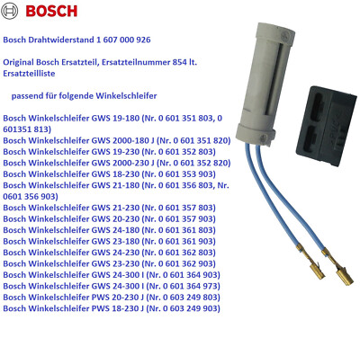   Original BOSCH  Drahtwiderstand Widerstand Bosch GWS PWS DC 230 1607000926   