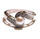 925 sterling silver pearl cubic zirconia cz fashion ring 3.8g womens estate 8.25 — photo 3