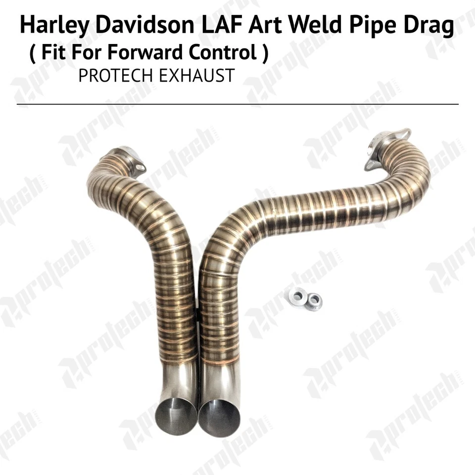 Tubos de escape LAF 2" HD soldadura de arrastre aptos para Harley Davidson Sportster Softail Dyna Foto 2 de 4