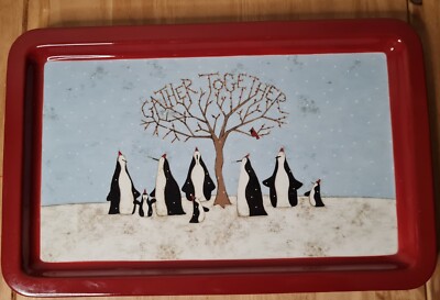 2006 Tim Coffey DIE NATUR WEIHNACHTEN Pinguin Mittelstück Serviertablett Demdaco