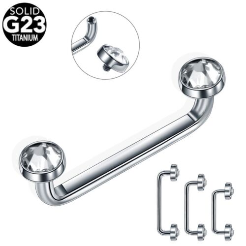 Crystal Surface Barbell - Titanium Micro Dermal Anchor Body Piercing Jewelry 1PC - Picture 1 of 16