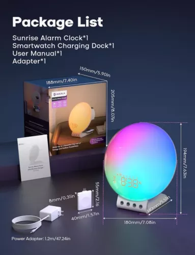 Dekala Sunrise Alarm Clock, Wake Up Light, Wireless Charger 4 iPhone/Apple Watch