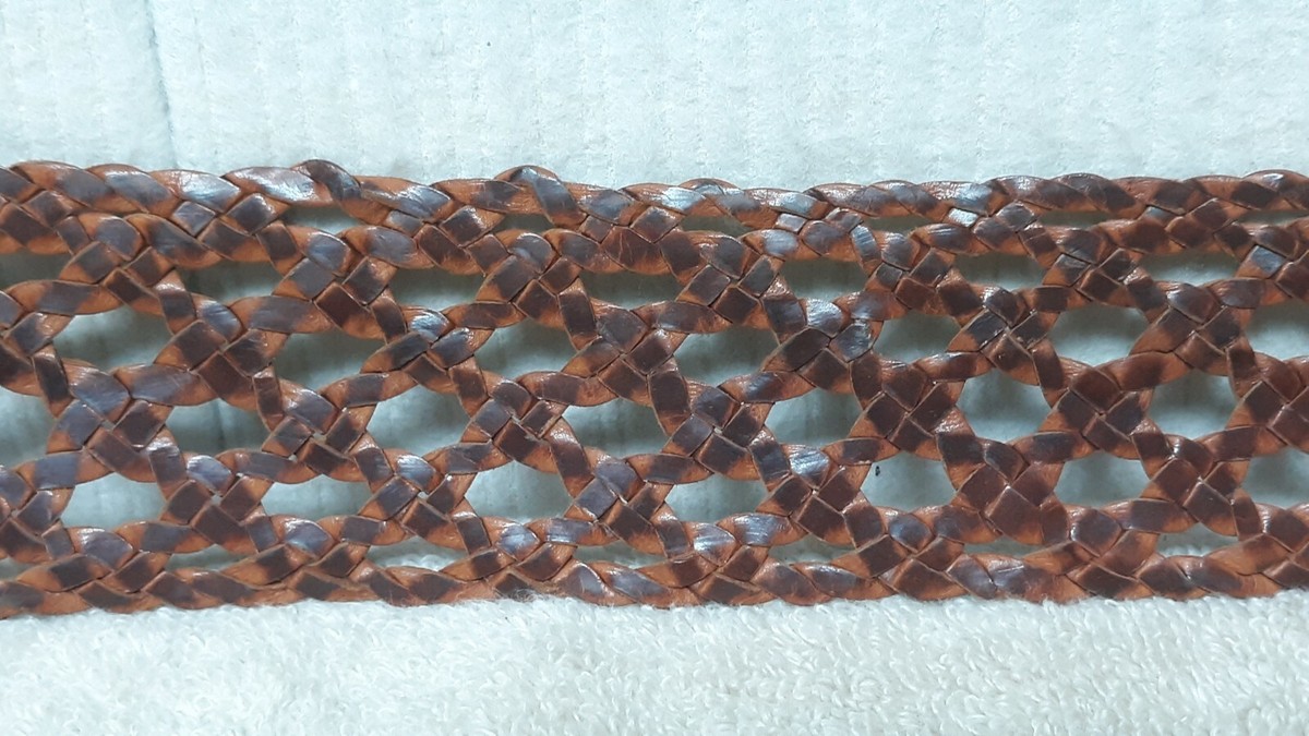 Chicos Faux Leather Dark Brown Wide Braided‎ Studded Belt Fashion Accessory Chic Chico main image 3