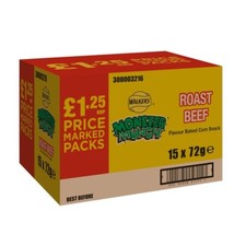Walkers Monster Munch Roast Beef Snacks Crisps £1.35 RRP PMP FULL BOX 15 X 72g