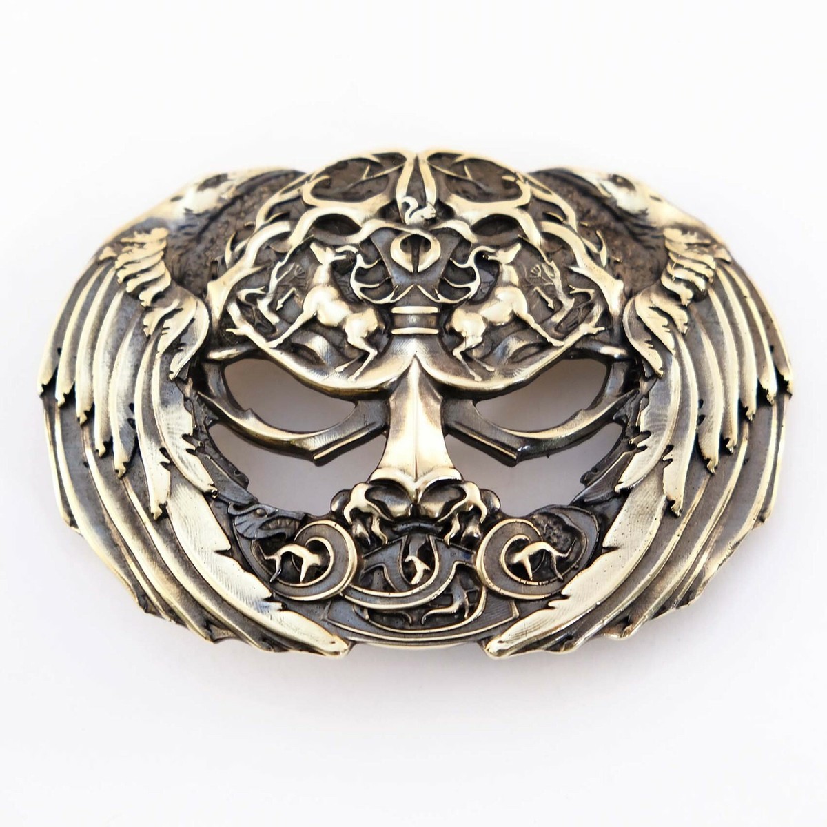Brass belt buckle Yggdrasil, Scandinavian Nordic Celtic Norse