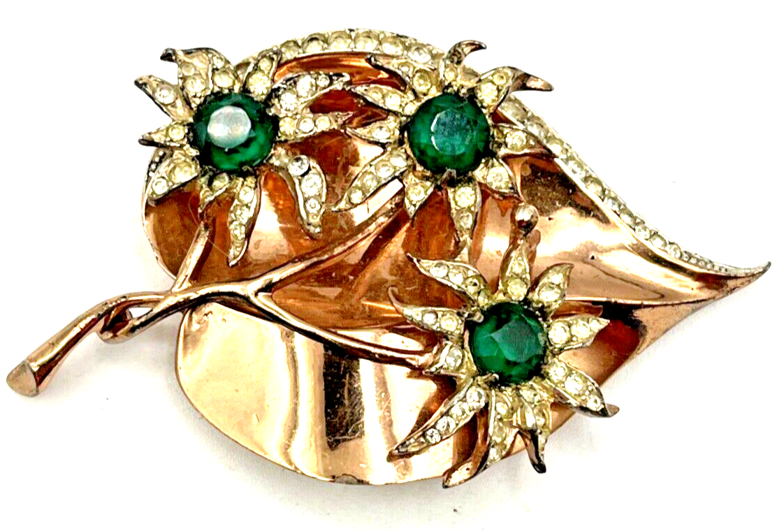 fumi様☆4944 CORO Adolph Katz ヴィンテージブローチ Vintage Coro Craft 1940s Rose Vermeil Sterling Silver Brooch