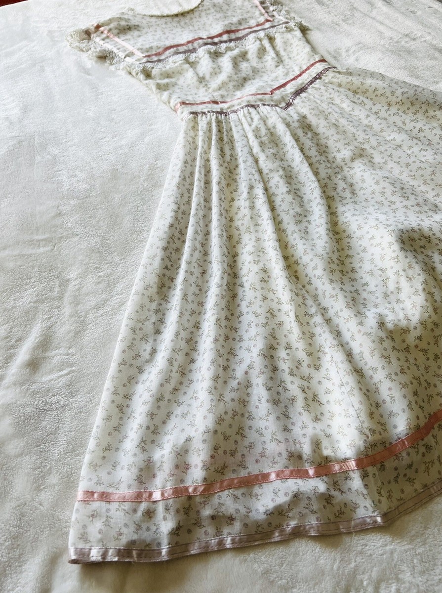 VTG Gunne Sax Floral Sailor Collar Dress Button Back Prairie