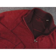 Tommy Bahama Sweater Mens Med 1/4 Zip Pullover Red Heathered Coastal Casual