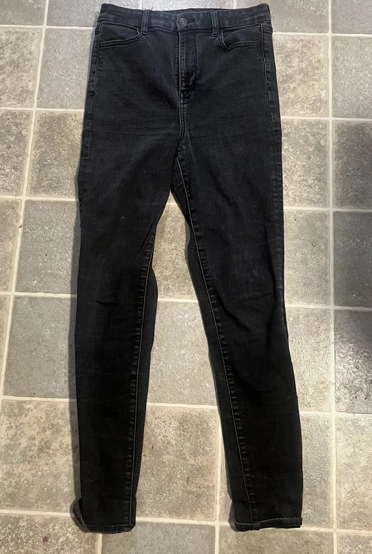 American Eagle AE Jeans Size 10 Long Gray Black Curvy Hi Rise Jegging Pants