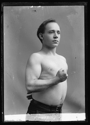 Photo:Frank M E Portrait Shirtless Young Man c1903 1905