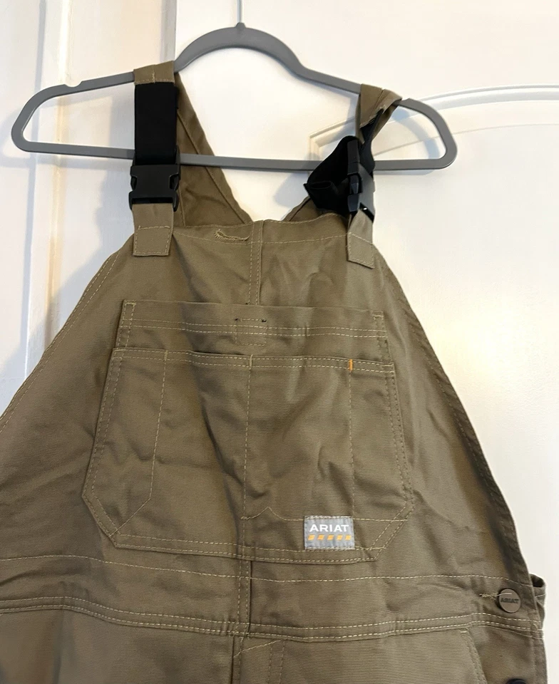 Ariat® Women’s  (XXL Tall) Rebar DuraCanvas Insulated Khaki Work Overalls Short - Image 4 of 4