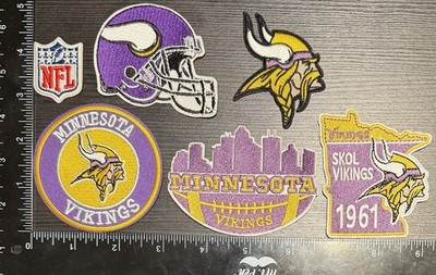 LOT OF 6 MINNESOTA VIKINGS IRON ON EMBROIDERED PATCHES U GET EVERYTHING IN PHOTO