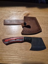 8.5" Damascus Steel Hatchet With Leather Sheath