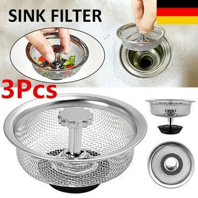 3 X Universal Siebkorb Abfluss-Stöpsel Siebkörbchen für Spülen mit Handbedienung
