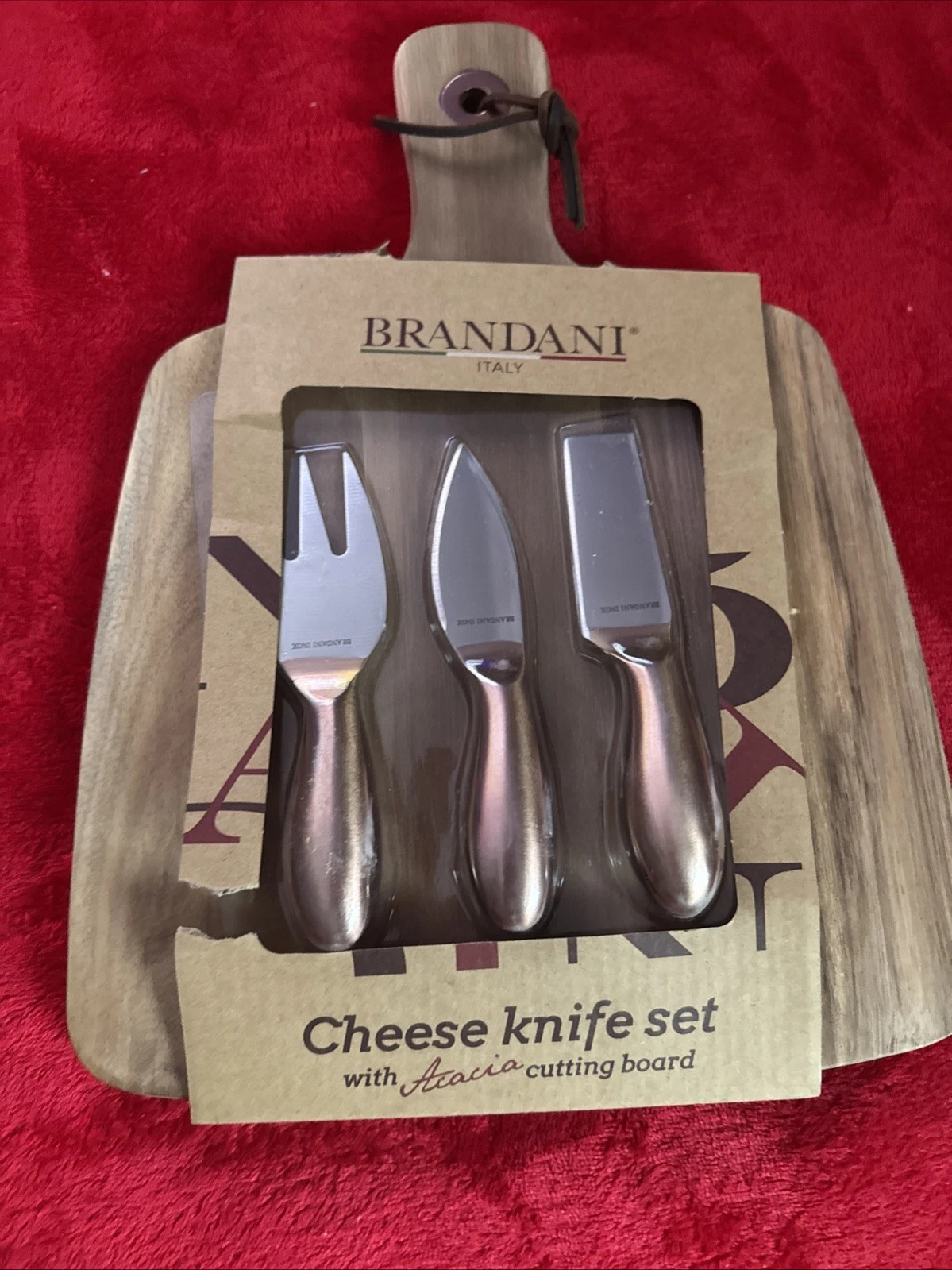 Wooden Cheese Cutting Board Knife Set 12.5”x9”