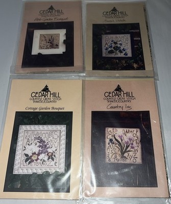 Cedar Hill Cross Stitch Chart Lot Of 4 Iris Herb Garden Violets Cottage New